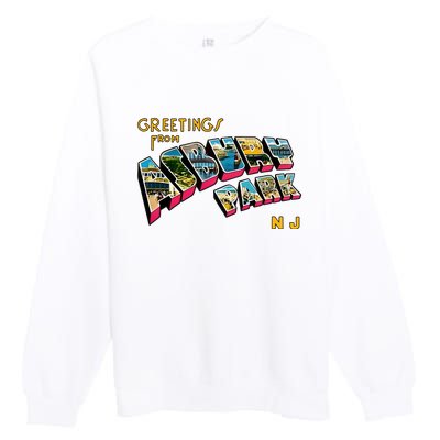 Greetings From Asbury Park NJ 70s Rock Music Retro Premium Crewneck Sweatshirt