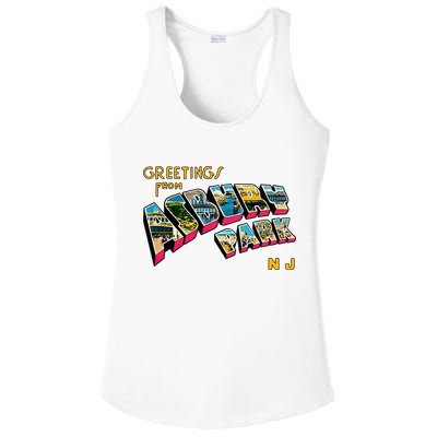 Greetings From Asbury Park NJ 70s Rock Music Retro Ladies PosiCharge Competitor Racerback Tank