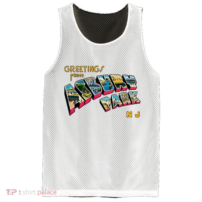 Greetings From Asbury Park NJ 70s Rock Music Retro Mesh Reversible Basketball Jersey Tank
