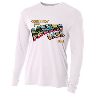 Greetings From Asbury Park NJ 70s Rock Music Retro Cooling Performance Long Sleeve Crew