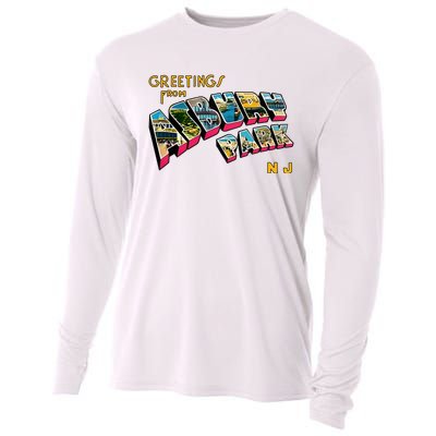 Greetings From Asbury Park NJ 70s Rock Music Retro Cooling Performance Long Sleeve Crew