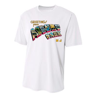 Greetings From Asbury Park NJ 70s Rock Music Retro Performance Sprint T-Shirt