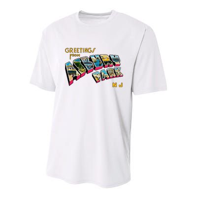 Greetings From Asbury Park NJ 70s Rock Music Retro Youth Performance Sprint T-Shirt