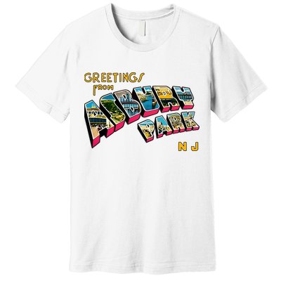 Greetings From Asbury Park NJ 70s Rock Music Retro Premium T-Shirt