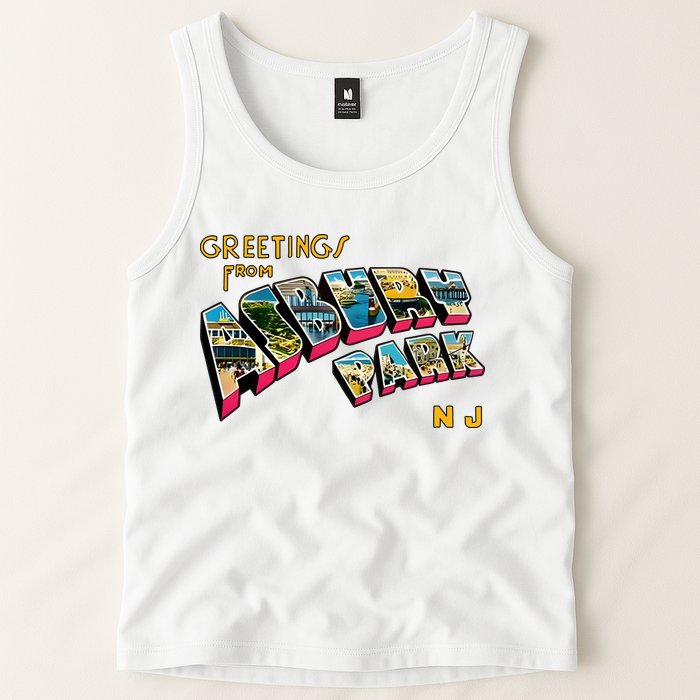 Greetings From Asbury Park NJ 70s Rock Music Retro Tank Top
