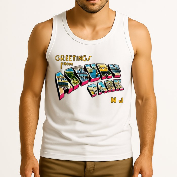Greetings From Asbury Park NJ 70s Rock Music Retro Tank Top