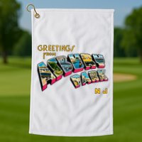 Greetings From Asbury Park NJ 70s Rock Music Retro Golf Towel