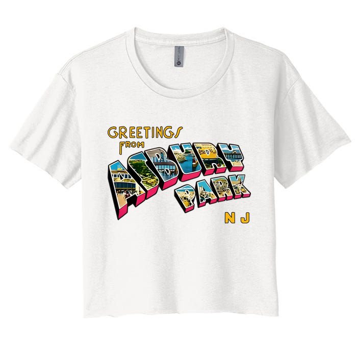 Greetings From Asbury Park NJ 70s Rock Music Retro Crop Top