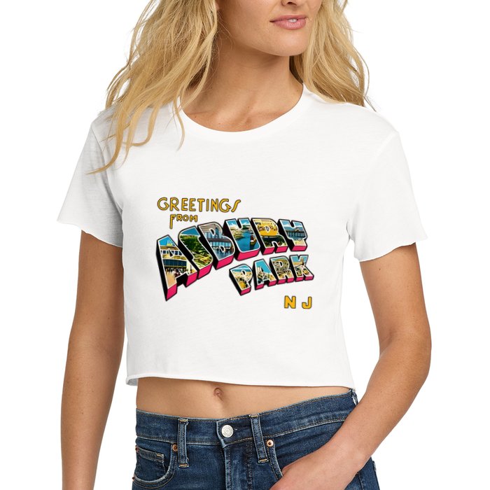 Greetings From Asbury Park NJ 70s Rock Music Retro Crop Top