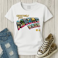 Greetings From Asbury Park NJ 70s Rock Music Retro Womens T-Shirt