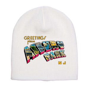 Greetings From Asbury Park NJ 70s Rock Music Retro Short Acrylic Beanie