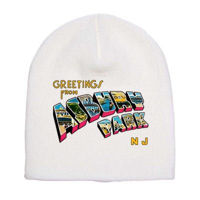 Greetings From Asbury Park NJ 70s Rock Music Retro Short Acrylic Beanie