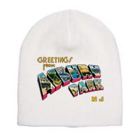 Greetings From Asbury Park NJ 70s Rock Music Retro Short Acrylic Beanie