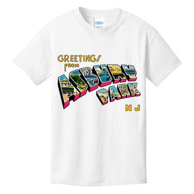 Greetings From Asbury Park NJ 70s Rock Music Retro Kids T-Shirt