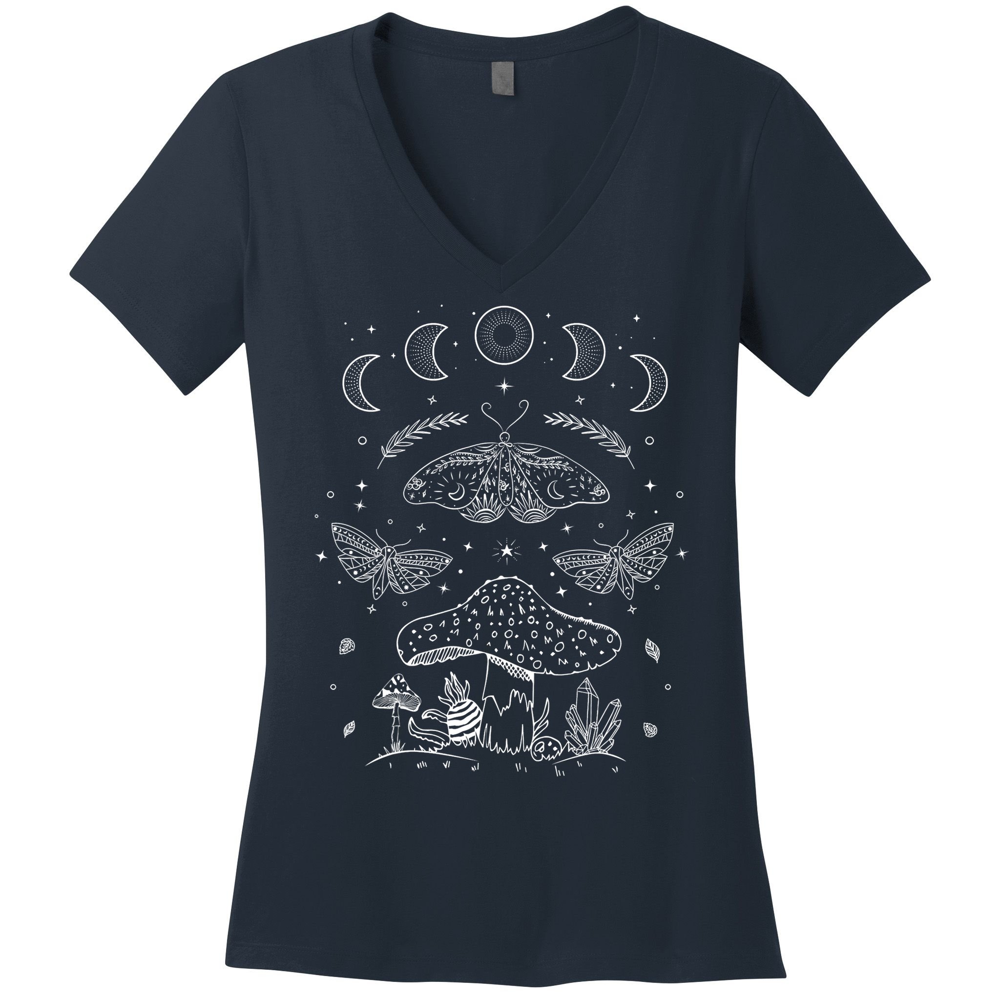 Grunge Fairycore Aesthetic Cottagecore Butterfly Mushroom Women's V-Neck T-Shirt