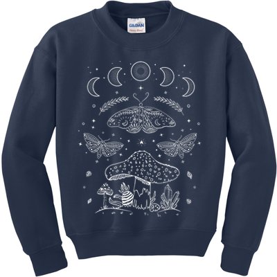 Grunge Fairycore Aesthetic Cottagecore Butterfly Mushroom Kids Sweatshirt
