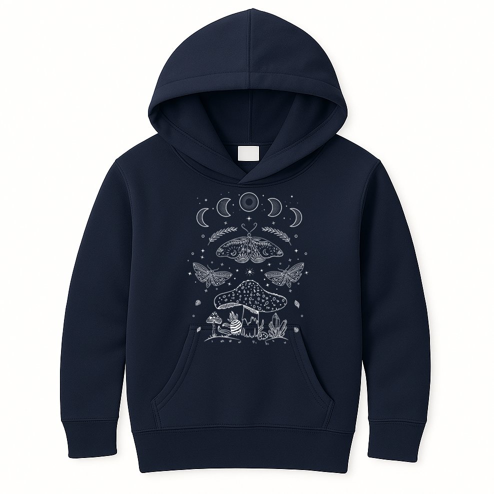 Grunge Fairycore Aesthetic Cottagecore Butterfly Mushroom Kids Hoodie