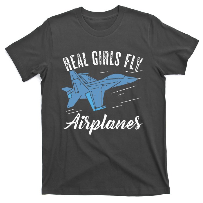 Girl Fly Airplanes Funny Aviation Future Pilot Jet Lovers T-Shirt