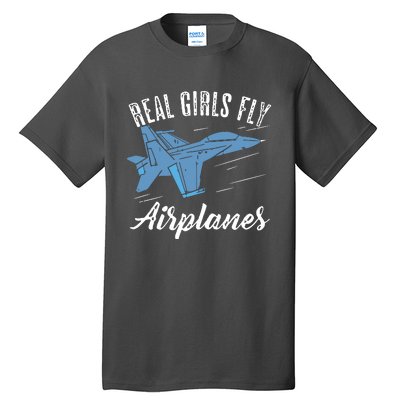 Girl Fly Airplanes Funny Aviation Future Pilot Jet Lovers Tall T-Shirt