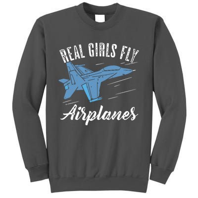 Girl Fly Airplanes Funny Aviation Future Pilot Jet Lovers Tall Sweatshirt