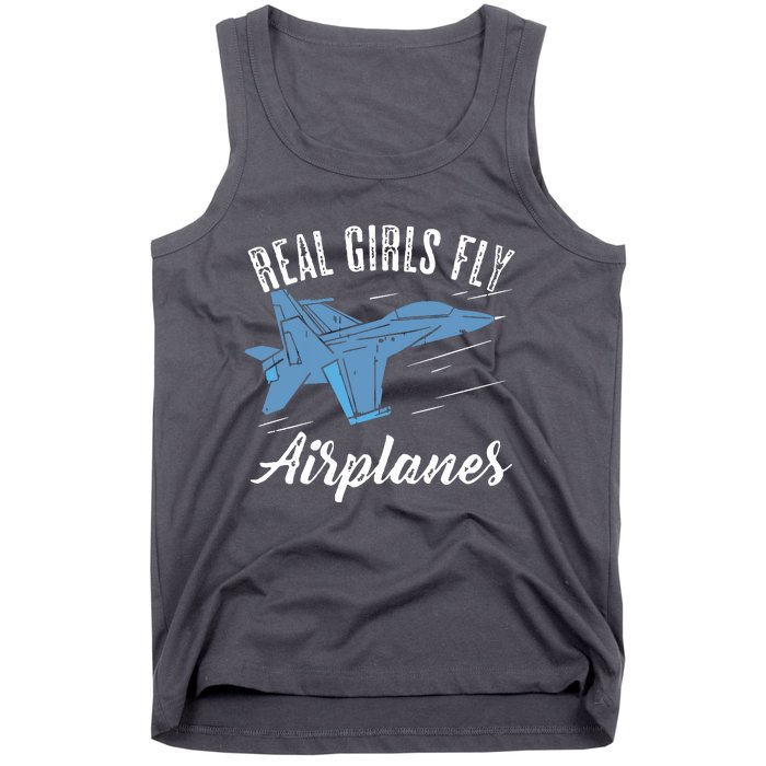 Girl Fly Airplanes Funny Aviation Future Pilot Jet Lovers Tank Top