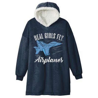 Girl Fly Airplanes Funny Aviation Future Pilot Jet Lovers Hooded Wearable Blanket