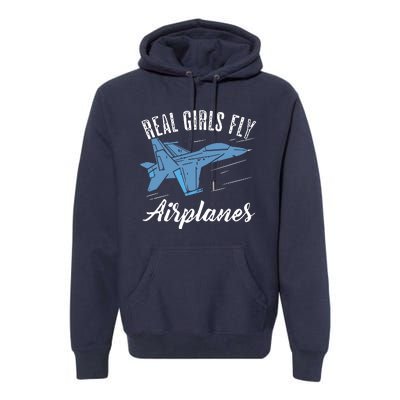 Girl Fly Airplanes Funny Aviation Future Pilot Jet Lovers Premium Hoodie