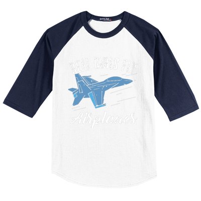 Girl Fly Airplanes Funny Aviation Future Pilot Jet Lovers Baseball Sleeve Shirt