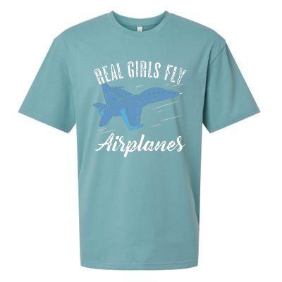 Girl Fly Airplanes Funny Aviation Future Pilot Jet Lovers Sueded Cloud Jersey T-Shirt