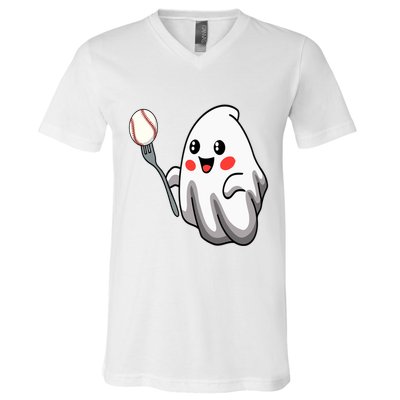 Ghost Forkball Baseball Pitch Fork Ball Strikeout Pitcher V-Neck T-Shirt