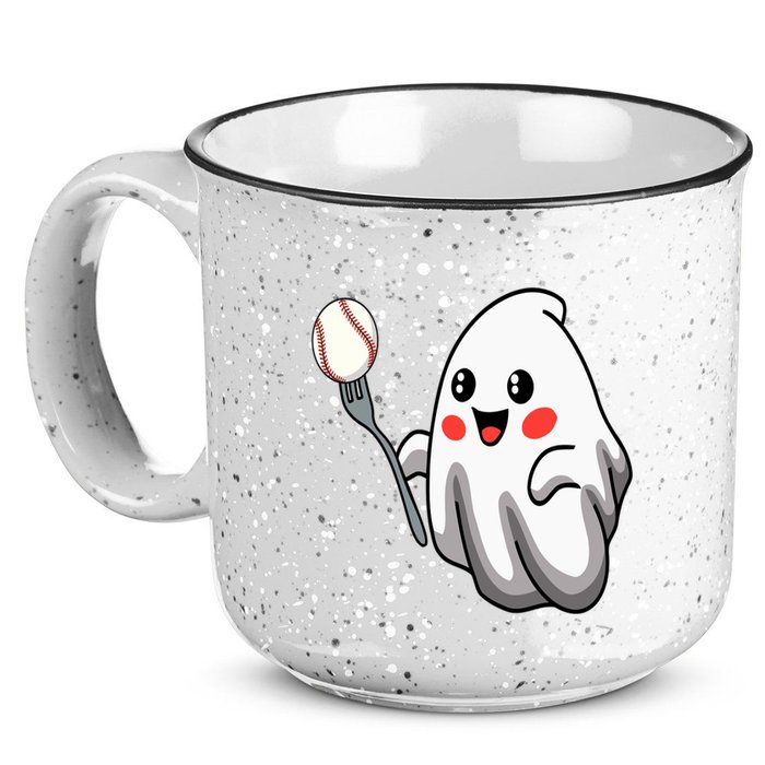 Ghost Forkball Baseball Pitch Fork Ball Strikeout Pitcher 15oz Campfire Ceramic Mug