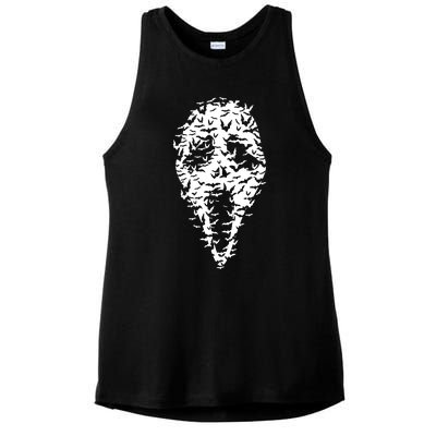 Ghost Face Bat Halloween Movie Mask Ladies PosiCharge Tri-Blend Wicking Tank