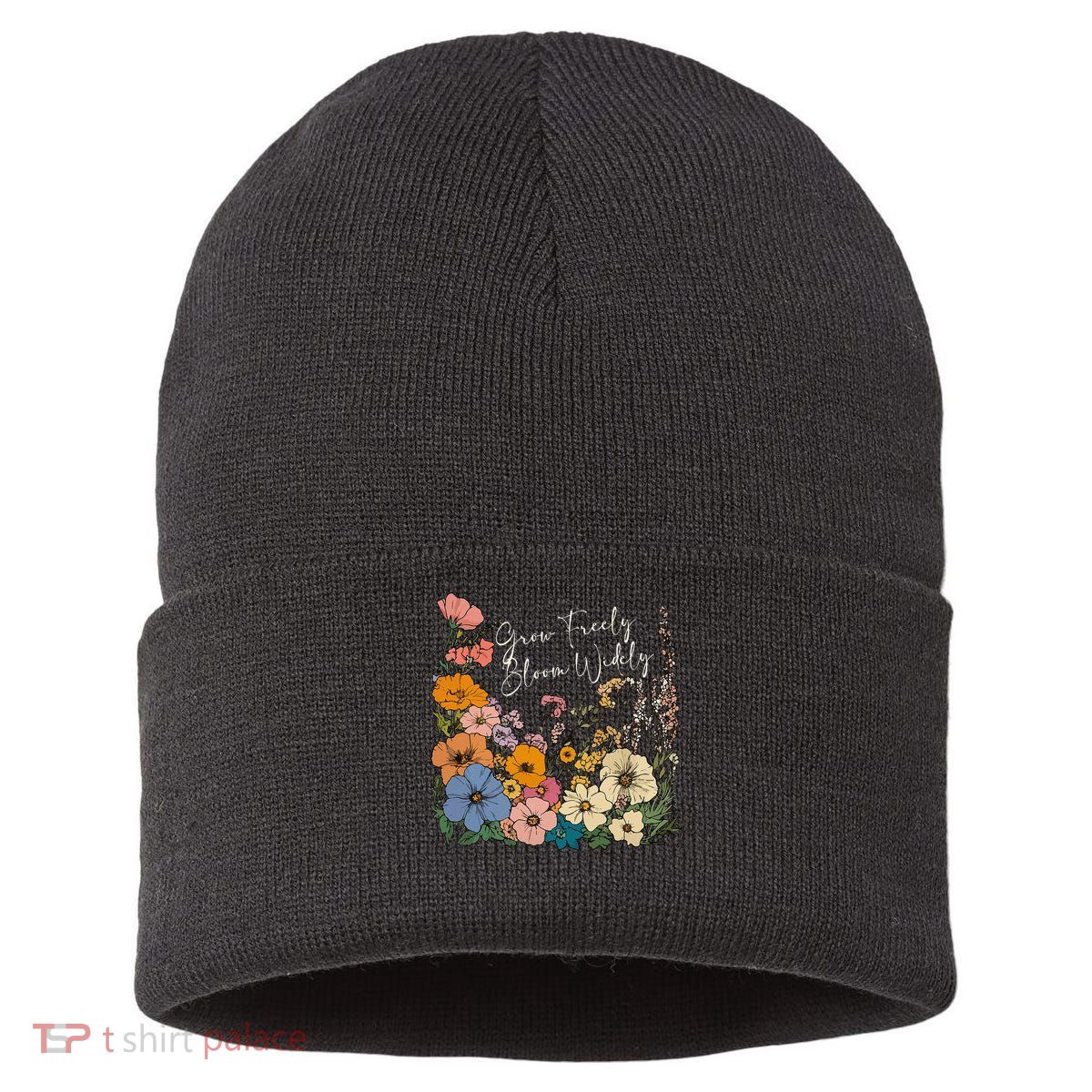 Grow Freely Bloom Wildly Wildflower Self Love Sustainable Knit Beanie