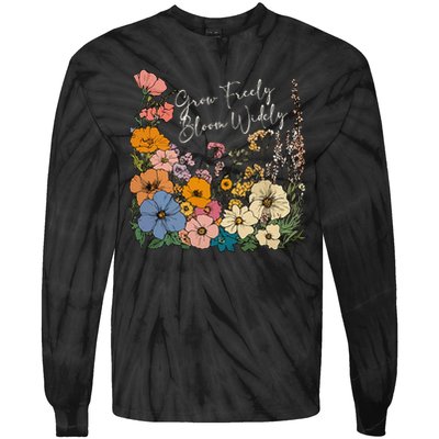 Grow Freely Bloom Wildly Wildflower Self Love Tie-Dye Long Sleeve Shirt