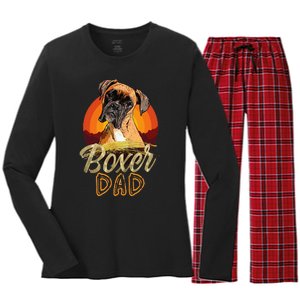 Gift For Boxer Lover Boxer Dad Women's Long Sleeve Flannel Pajama Set 