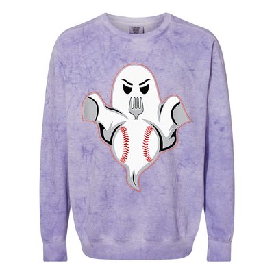 Ghost Forkball Baseball Pitch Fork Ball Strikeout Pitcher Colorblast Crewneck Sweatshirt