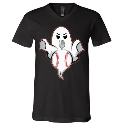 Ghost Forkball Baseball Pitch Fork Ball Strikeout Pitcher V-Neck T-Shirt