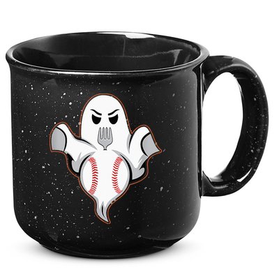 Ghost Forkball Baseball Pitch Fork Ball Strikeout Pitcher 15oz Campfire Ceramic Mug