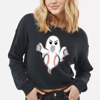 Ghost Forkball Baseball Pitch Fork Ball Strikeout Pitcher Cropped Pullover Crew