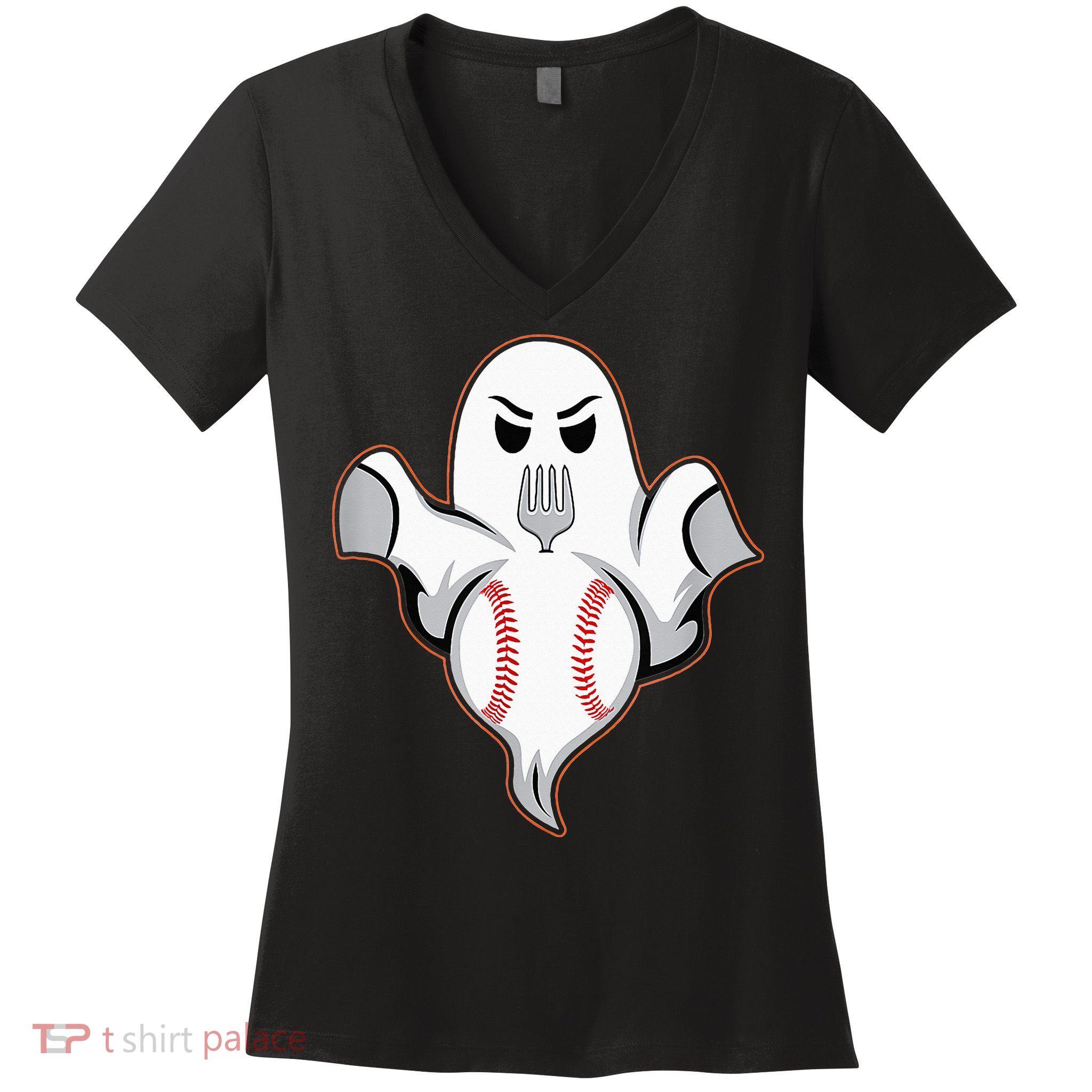 Ghost Forkball Baseball Pitch Fork Ball Strikeout Pitcher Women's V-Neck T-Shirt