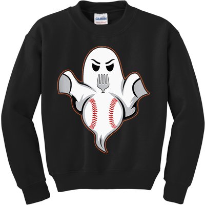Ghost Forkball Baseball Pitch Fork Ball Strikeout Pitcher Kids Sweatshirt