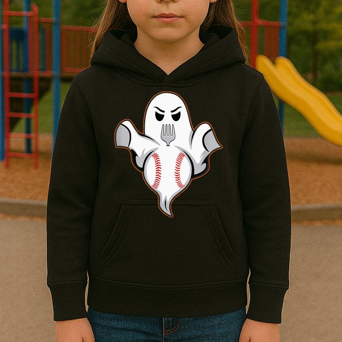 Ghost Forkball Baseball Pitch Fork Ball Strikeout Pitcher Kids Hoodie