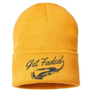 Get Faded Barber Hairdresser Hairdresser Fadecut Funny Gift Sustainable Knit Beanie