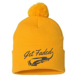 Get Faded Barber Hairdresser Hairdresser Fadecut Funny Gift Pom Pom 12in Knit Beanie