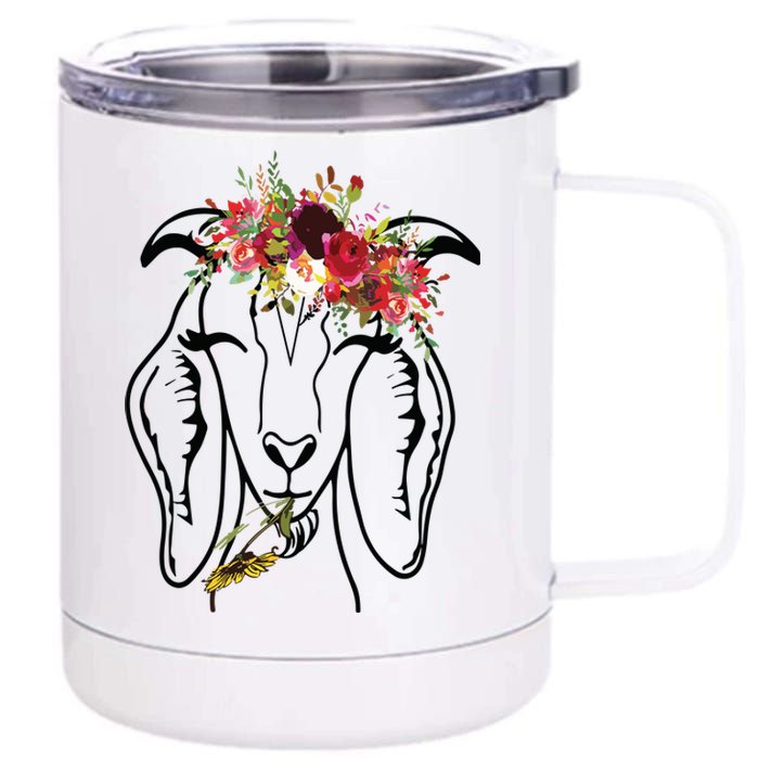 Goats Floral Bandana Headband Farm Animal Goat Graphics 12 oz Stainless Steel Tumbler Cup