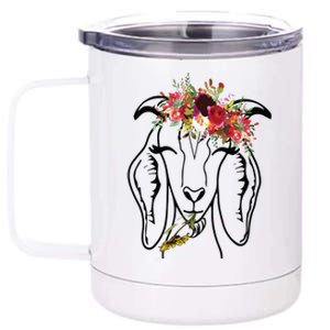 Goats Floral Bandana Headband Farm Animal Goat Graphics 12 oz Stainless Steel Tumbler Cup