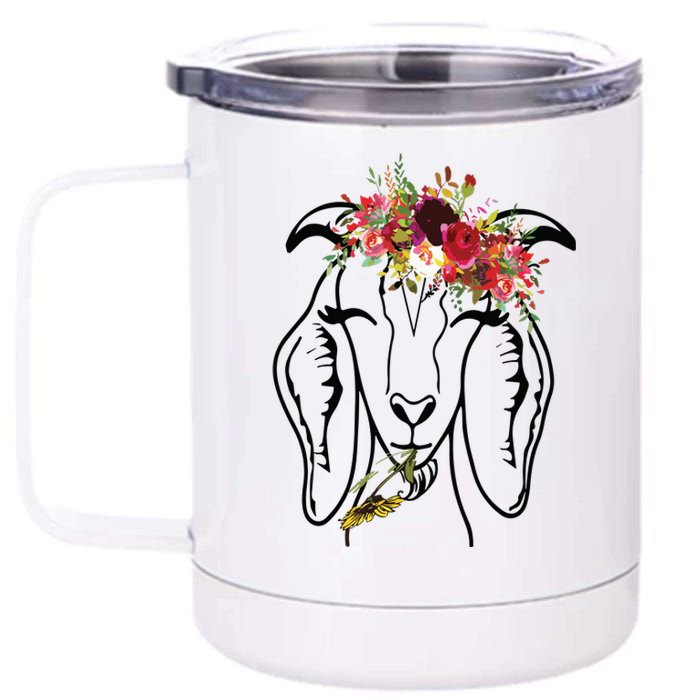 Goats Floral Bandana Headband Farm Animal Goat Graphics 12 oz Stainless Steel Tumbler Cup