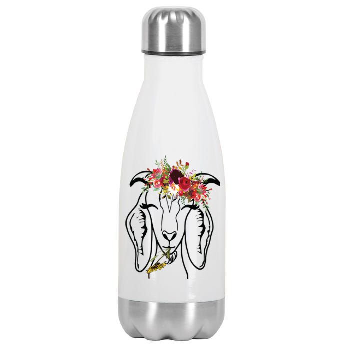 Goats Floral Bandana Headband Farm Animal Goat Graphics Stainless Steel Insulated Water Bottle