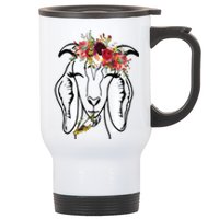 Goats Floral Bandana Headband Farm Animal Goat Graphics Stainless Steel Travel Mug