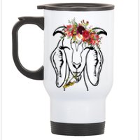 Goats Floral Bandana Headband Farm Animal Goat Graphics Stainless Steel Travel Mug